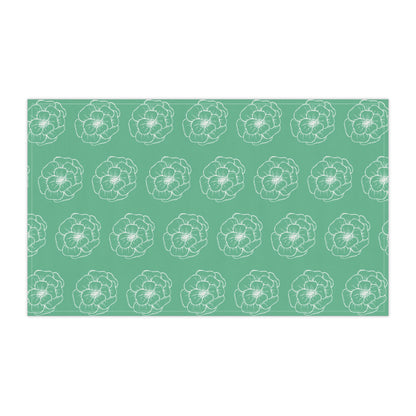 Green w/ Flowers Tea Towel