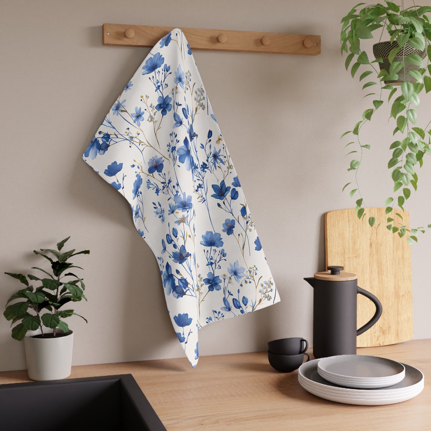 Blue Floral French Cottagecour 5 Tea Towel