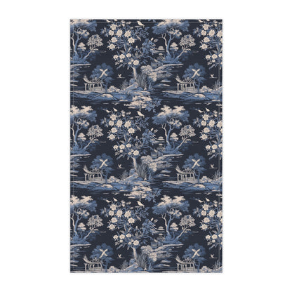Dark Blue French Toile 1 Tea Towel