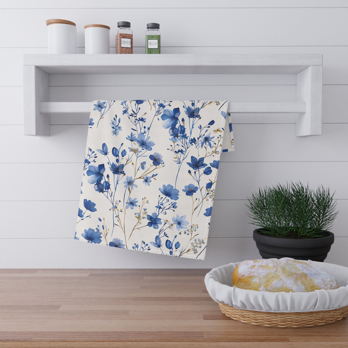 Blue Floral French Cottagecour 5 Tea Towel
