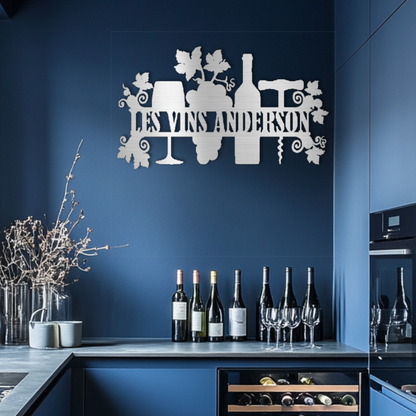 Personalized French Family Wines Steel Wall Decor