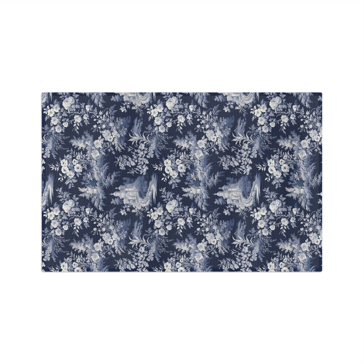 Vintage Blue Toile Floral Microfiber Tea Towel
