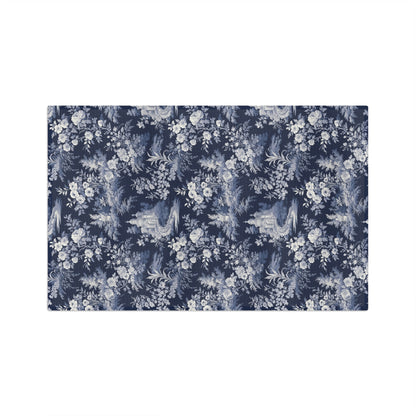 Vintage Blue Toile Floral Microfiber Tea Towel