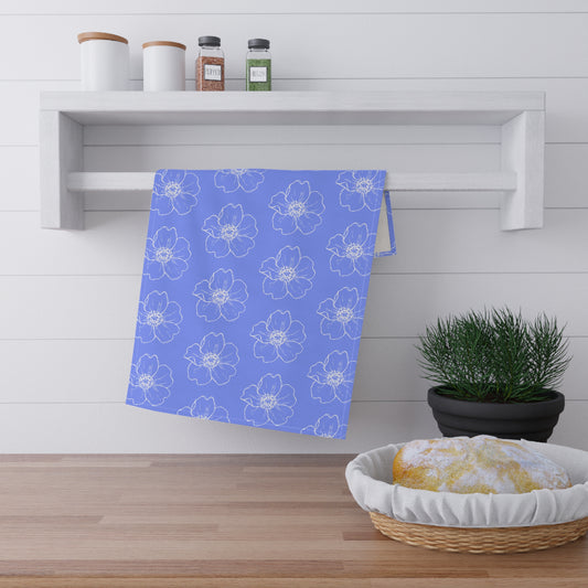 Periwinkle w/ Flowers Tea Towel