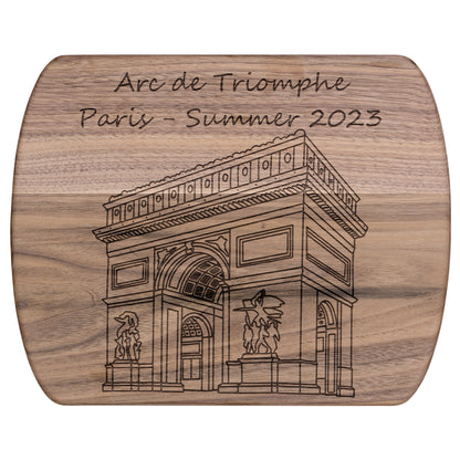 Personalized Arc de Triumph Hardwood Oval Cutting Board