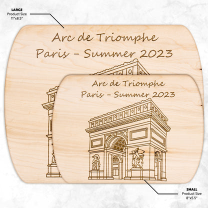 Personalized Arc de Triumph Hardwood Oval Cutting Board