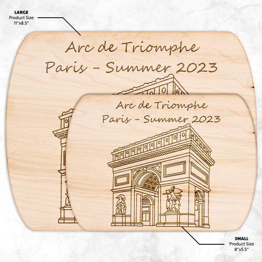 Personalized Arc de Triumph Hardwood Oval Cutting Board