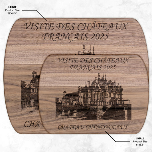 Personalized Chateau Chenonceaux Hardwood Oval Cutting Board