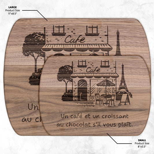 Coffee and Croissant Please | Hardwood Oval Cutting Board