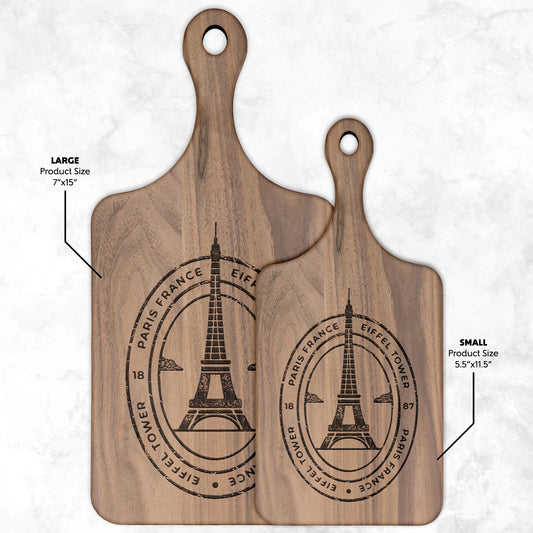 Eiffel Tower Stamp | Hardwood Paddle Cutting Board