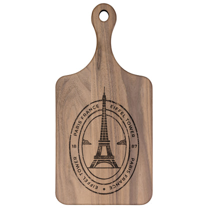 Eiffel Tower Stamp | Hardwood Paddle Cutting Board