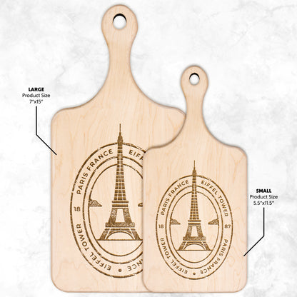 Eiffel Tower Stamp | Hardwood Paddle Cutting Board
