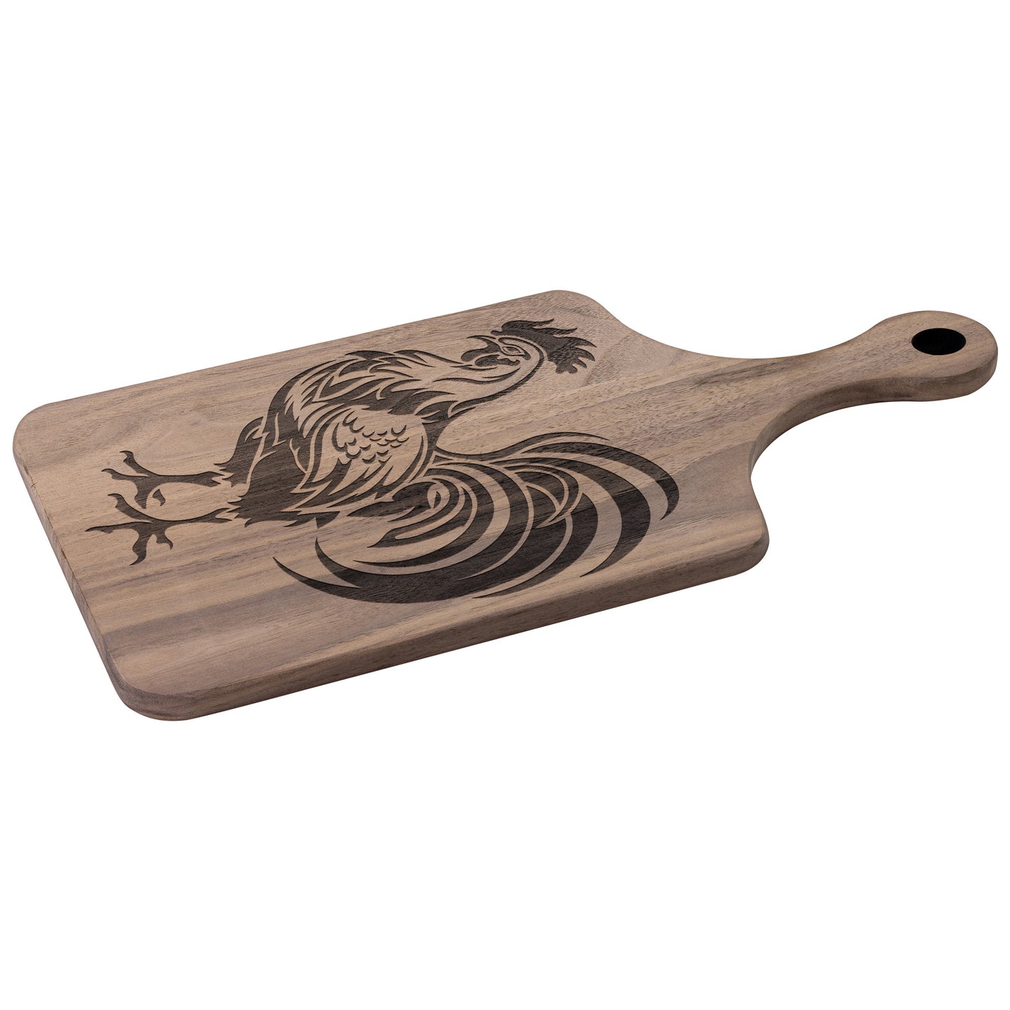 French Rooster Hardwood Paddle Cutting Board