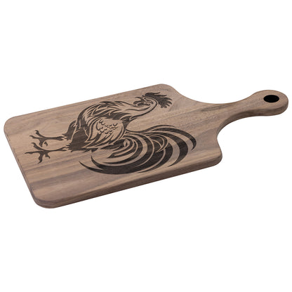 French Rooster Hardwood Paddle Cutting Board