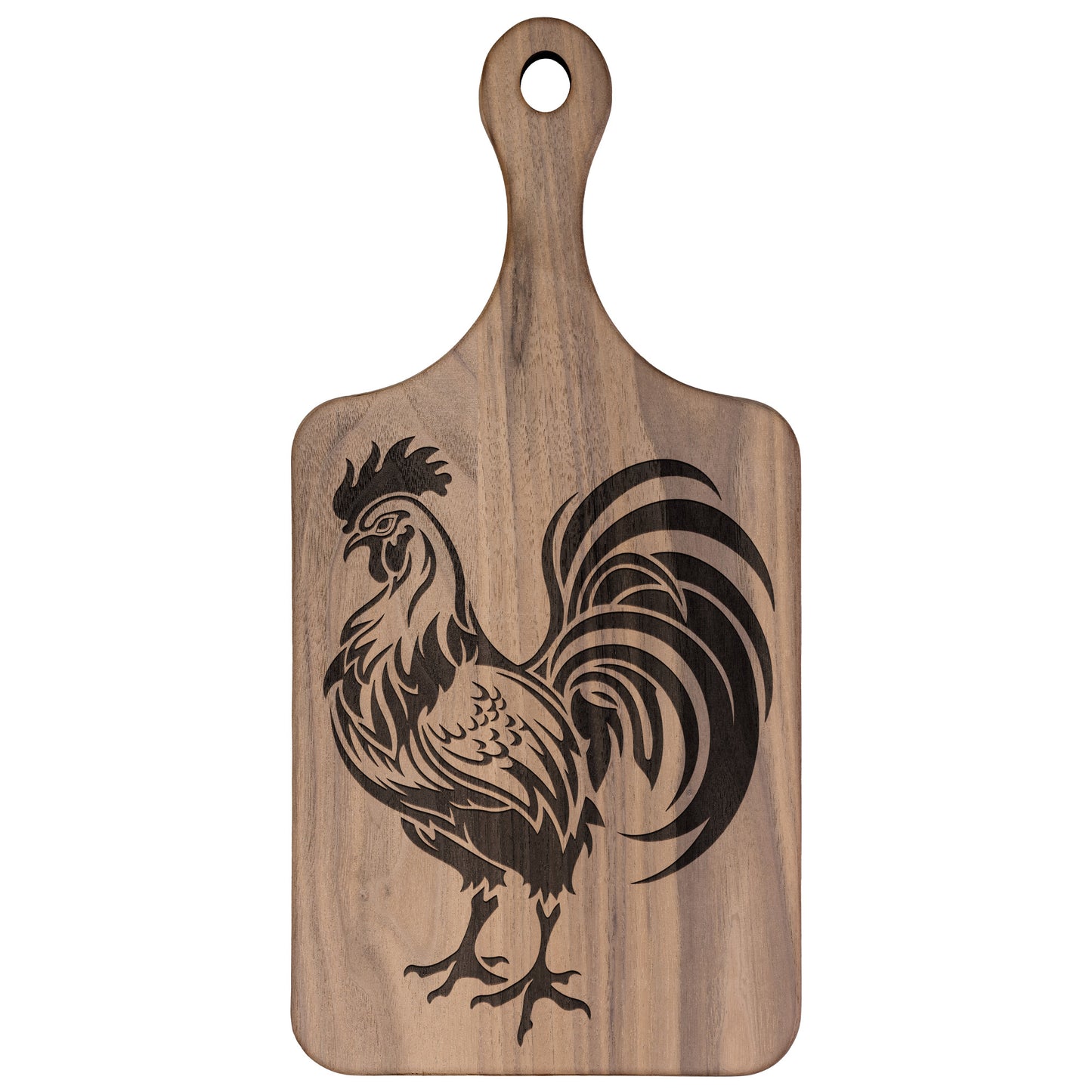 French Rooster Hardwood Paddle Cutting Board