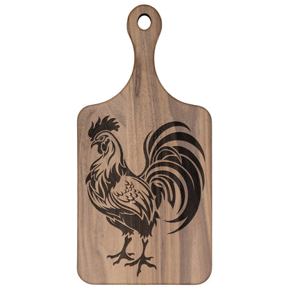 French Rooster Hardwood Paddle Cutting Board