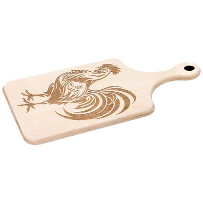 French Rooster Hardwood Paddle Cutting Board