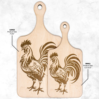 French Rooster Hardwood Paddle Cutting Board