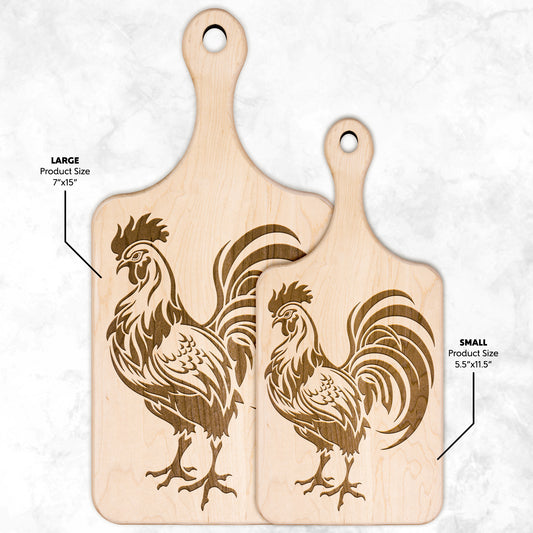 French Rooster Hardwood Paddle Cutting Board