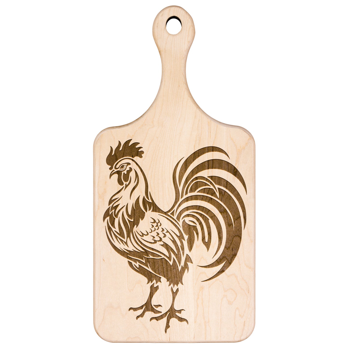 French Rooster Hardwood Paddle Cutting Board