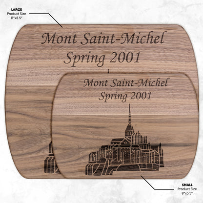 Personalized Mont Saint-Michel Hardwood Oval Cutting Board