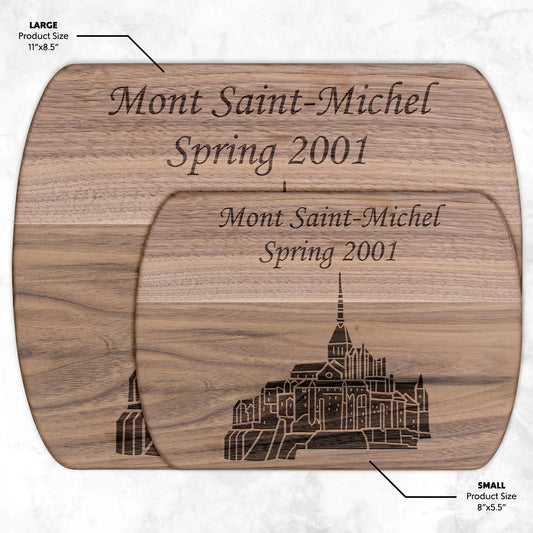 Personalized Mont Saint-Michel Hardwood Oval Cutting Board