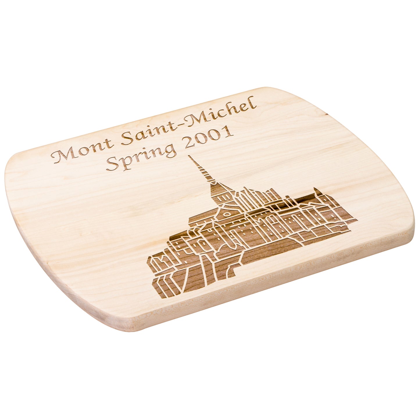 Personalized Mont Saint-Michel Hardwood Oval Cutting Board