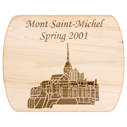 Personalized Mont Saint-Michel Hardwood Oval Cutting Board