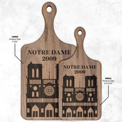Personalized Notre Dame Hardwood Paddle Cutting Board
