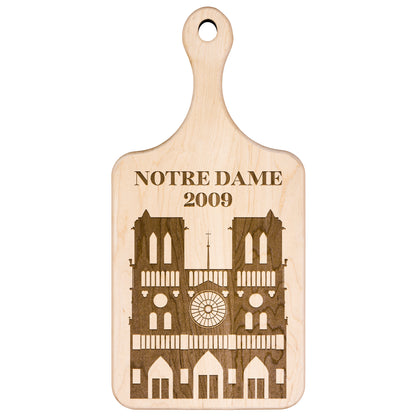 Personalized Notre Dame Hardwood Paddle Cutting Board