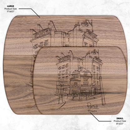 Paris France City Street | Hardwood Oval Cutting Board