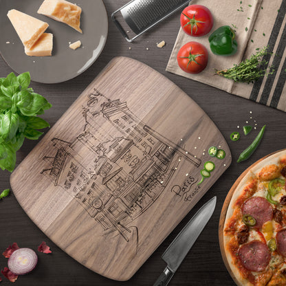 Paris France City Street | Hardwood Oval Cutting Board