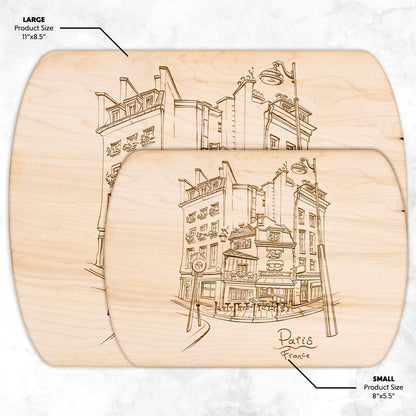 Paris France City Street | Hardwood Oval Cutting Board