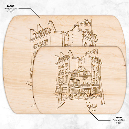 Paris France City Street | Hardwood Oval Cutting Board
