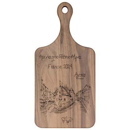 Personalized Annecy France Hardwood Paddle Cutting Board