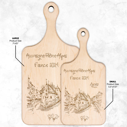 Personalized Annecy France Hardwood Paddle Cutting Board