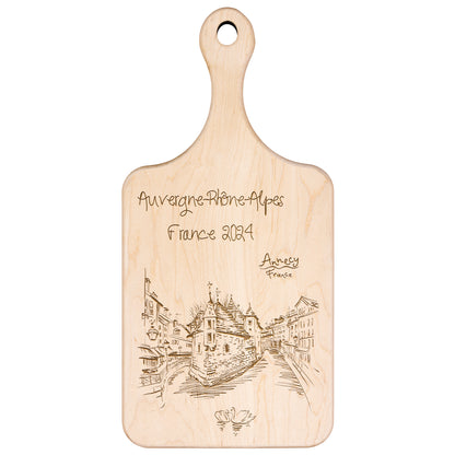 Personalized Annecy France Hardwood Paddle Cutting Board
