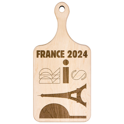 Personalized France Hardwood Paddle Cutting Board updated
