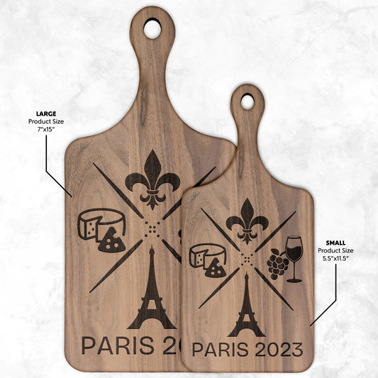 Personalized Paris Hardwood Paddle Cutting Board