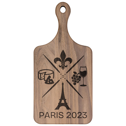 Personalized Paris Hardwood Paddle Cutting Board