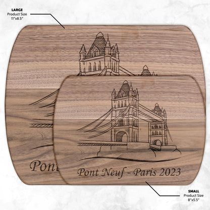 Personalized Pont Neuf Hardwood Oval Cutting Board