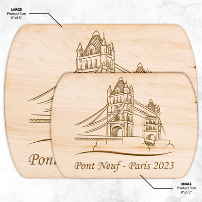 Personalized Pont Neuf Hardwood Oval Cutting Board
