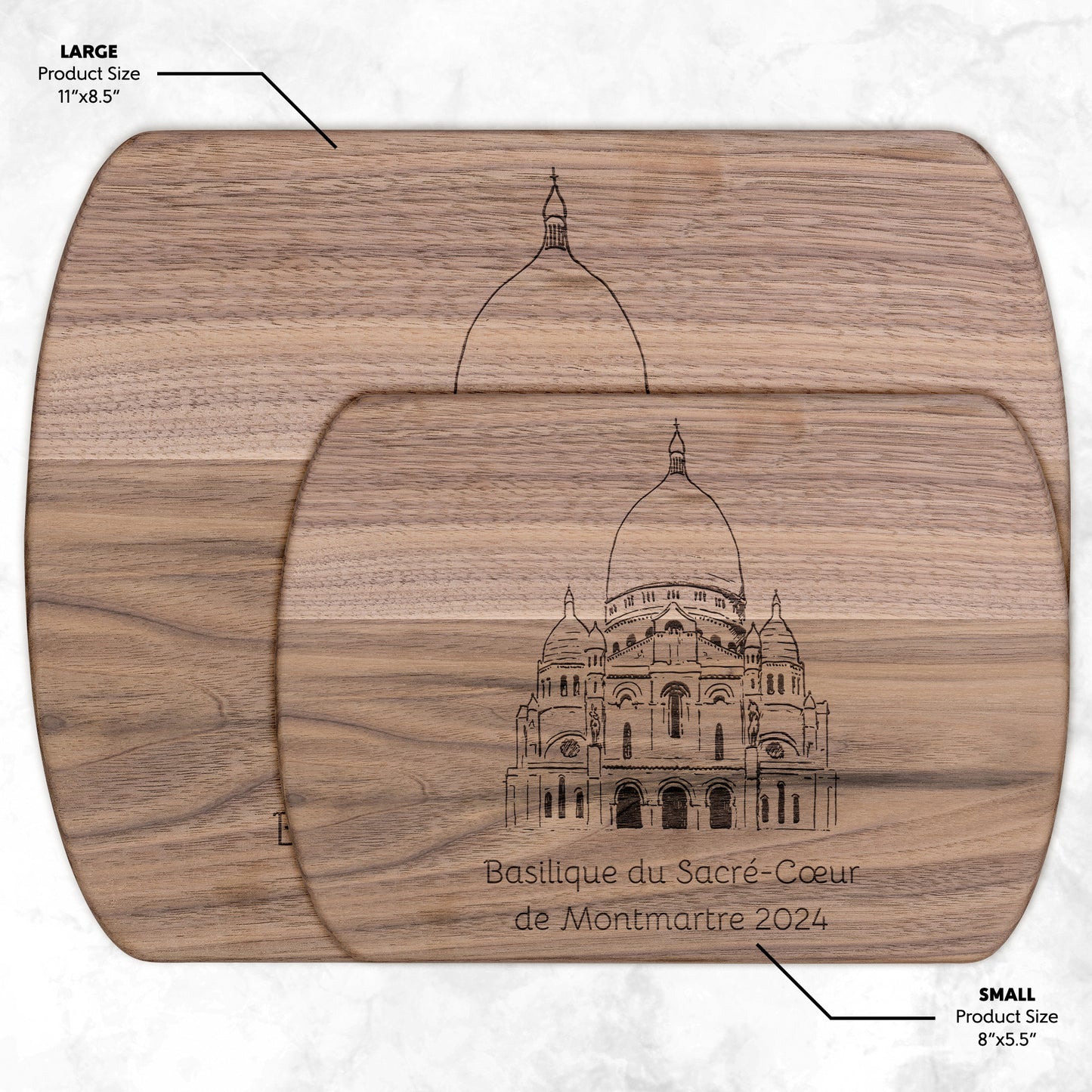 Personalized Sacré-Cœur Hardwood Oval Cutting Board Cutting Board