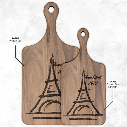 Personalized Tour Eiffel | Hardwood Paddle Cutting Board