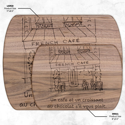 Un Cafe S'il Vous Plait | Hardwood Oval Cutting Board