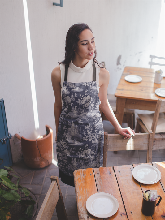 Dark Blue French Toil Apron