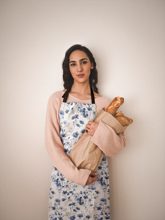 Blue Floral French Cottagecour Apron
