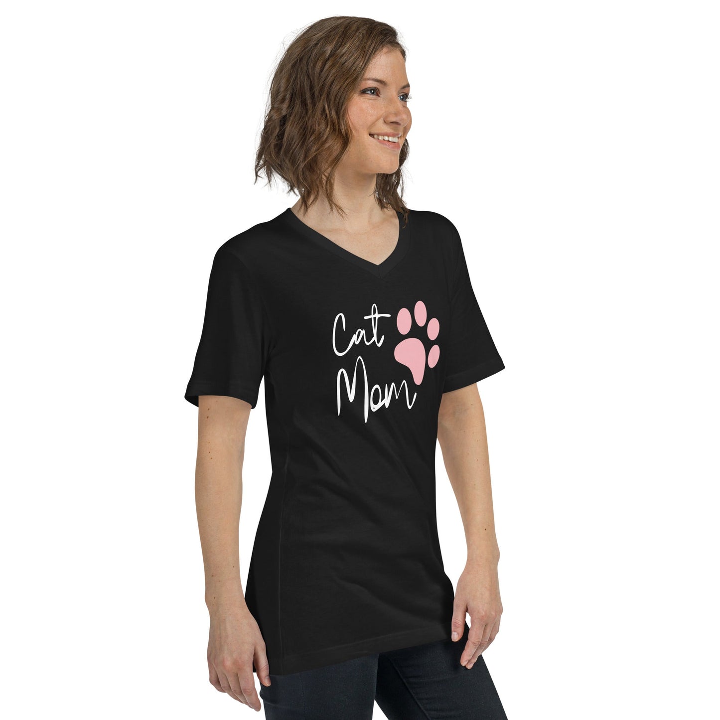 Cat Mom | Unisex Short Sleeve V - Neck T - Shirt