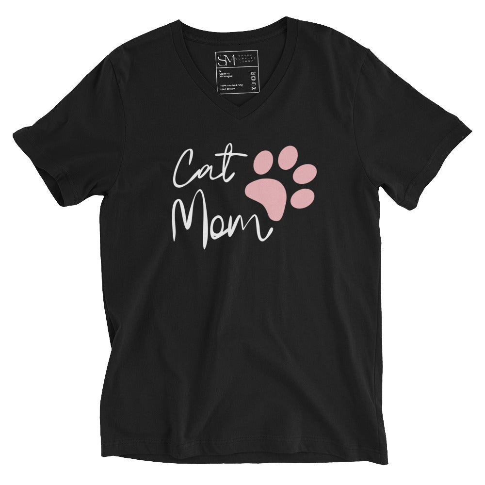 Cat Mom | Unisex Short Sleeve V - Neck T - Shirt