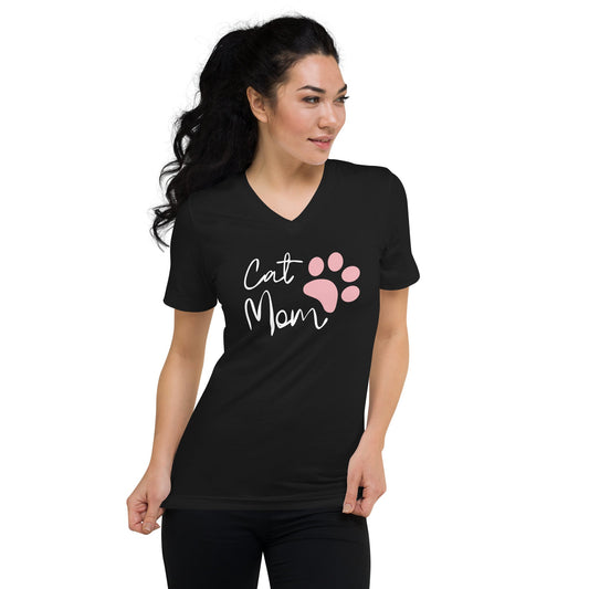Cat Mom | Unisex Short Sleeve V - Neck T - Shirt